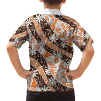 Puatou Tahiti Tiare Monstera Family Matching Off The Shoulder Long Sleeve Dress and Hawaiian Shirt Polynesian Pattern Curve Style - Polynesian Pride