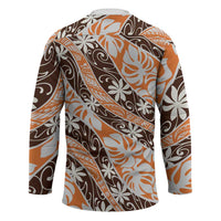 Puatou Tahiti Tiare Monstera Hockey Jersey Polynesian Pattern Curve Style LT01 - Polynesian Pride