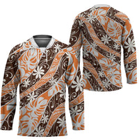 Puatou Tahiti Tiare Monstera Hockey Jersey Polynesian Pattern Curve Style LT01 - Polynesian Pride
