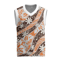 Puatou Tahiti Tiare Monstera Christmas Knitted V-Neck Vest Polynesian Pattern Curve Style - Polynesian Pride