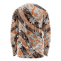 Puatou Tahiti Tiare Monstera Long Sleeve Shirt Polynesian Pattern Curve Style LT01 - Polynesian Pride