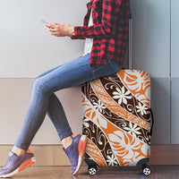Puatou Tahiti Tiare Monstera Luggage Cover Polynesian Pattern Curve Style - Polynesian Pride