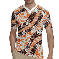 Puatou Tahiti Tiare Monstera Rugby Jersey Polynesian Pattern Curve Style LT01 - Polynesian Pride