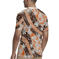 Puatou Tahiti Tiare Monstera Rugby Jersey Polynesian Pattern Curve Style LT01 - Polynesian Pride