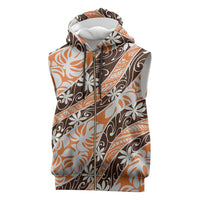 Puatou Tahiti Tiare Monstera Sleeveless Zip Hoodie Polynesian Pattern Curve Style - Polynesian Pride
