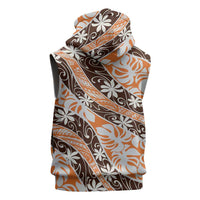 Puatou Tahiti Tiare Monstera Sleeveless Zip Hoodie Polynesian Pattern Curve Style LT01 - Polynesian Pride