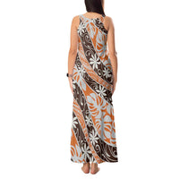 Puatou Tahiti Tiare Monstera Tank Maxi Dress Polynesian Pattern Curve Style - Polynesian Pride