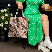 Puatou Tahiti Tiare Monstera Tote Bag Polynesian Pattern Curve Style - Polynesian Pride