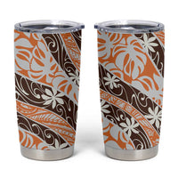 Puatou Tahiti Tiare Monstera Tumbler Cup Polynesian Pattern Curve Style - Polynesian Pride