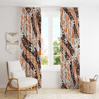 Puatou Tahiti Tiare Monstera Window Curtain Polynesian Pattern Curve Style - Polynesian Pride