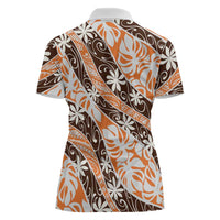 Puatou Tahiti Tiare Monstera Women Polo Shirt Polynesian Pattern Curve Style LT01 - Polynesian Pride