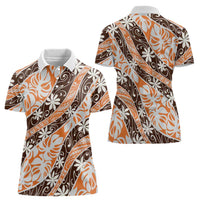 Puatou Tahiti Tiare Monstera Women Polo Shirt Polynesian Pattern Curve Style LT01 - Polynesian Pride