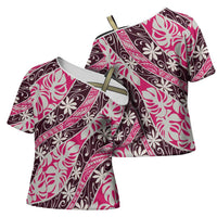 Tarona Tahiti Tiare Monstera Cross Shoulder Shirt Polynesian Pattern Curve Style LT01 - Polynesian Pride