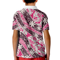 Tarona Tahiti Tiare Monstera Kid Polo Shirt Polynesian Pattern Curve Style LT01 - Polynesian Pride