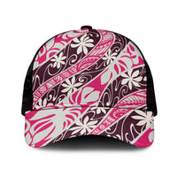 Tarona Tahiti Tiare Monstera Mesh Trucker Cap Polynesian Pattern Curve Style - Polynesian Pride