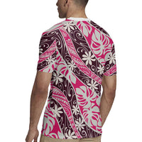 Tarona Tahiti Tiare Monstera Rugby Jersey Polynesian Pattern Curve Style - Polynesian Pride