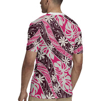 Tarona Tahiti Tiare Monstera Rugby Jersey Polynesian Pattern Curve Style LT01 - Polynesian Pride
