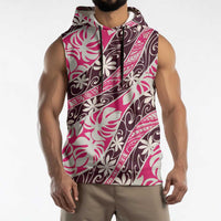 Tarona Tahiti Tiare Monstera Sleeveless Hoodie Polynesian Pattern Curve Style - Polynesian Pride