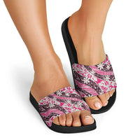 Tarona Tahiti Tiare Monstera Slide Sandals Polynesian Pattern Curve Style - Polynesian Pride