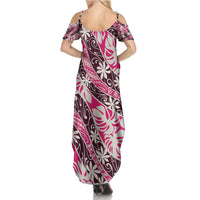Tarona Tahiti Tiare Monstera Summer Maxi Dress Polynesian Pattern Curve Style LT01 - Polynesian Pride