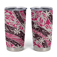 Tarona Tahiti Tiare Monstera Tumbler Cup Polynesian Pattern Curve Style - Polynesian Pride