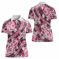 Tarona Tahiti Tiare Monstera Women Polo Shirt Polynesian Pattern Curve Style LT01 - Polynesian Pride