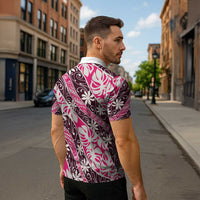 Tarona Tahiti Tiare Monstera Zipper Polo Shirt Polynesian Pattern Curve Style LT01 - Polynesian Pride
