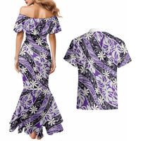 Vareau Tahiti Tiare Monstera Couples Matching Mermaid Dress and Hawaiian Shirt Polynesian Pattern Curve Style - Polynesian Pride
