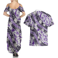 Vareau Tahiti Tiare Monstera Couples Matching Summer Maxi Dress and Hawaiian Shirt Polynesian Pattern Curve Style - Polynesian Pride