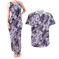 Vareau Tahiti Tiare Monstera Couples Matching Tank Maxi Dress and Hawaiian Shirt Polynesian Pattern Curve Style - Polynesian Pride