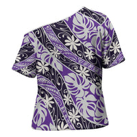 Vareau Tahiti Tiare Monstera Cross Shoulder Shirt Polynesian Pattern Curve Style - Polynesian Pride