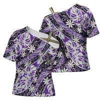 Vareau Tahiti Tiare Monstera Cross Shoulder Shirt Polynesian Pattern Curve Style LT01 - Polynesian Pride