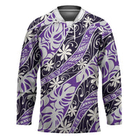 Vareau Tahiti Tiare Monstera Hockey Jersey Polynesian Pattern Curve Style - Polynesian Pride
