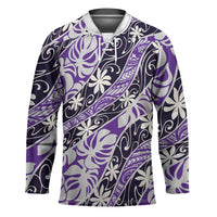 Vareau Tahiti Tiare Monstera Hockey Jersey Polynesian Pattern Curve Style LT01 Unisex Purple - Polynesian Pride