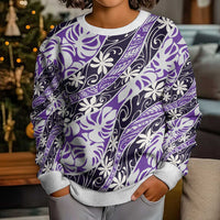 Vareau Tahiti Tiare Monstera Kid Ugly Christmas Sweater Polynesian Pattern Curve Style - Polynesian Pride