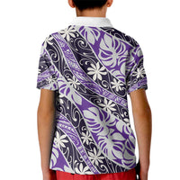 Vareau Tahiti Tiare Monstera Kid Polo Shirt Polynesian Pattern Curve Style - Polynesian Pride