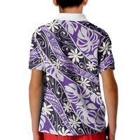 Vareau Tahiti Tiare Monstera Kid Polo Shirt Polynesian Pattern Curve Style LT01 - Polynesian Pride