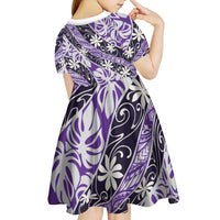Vareau Tahiti Tiare Monstera Kid Short Sleeve Dress Polynesian Pattern Curve Style LT01 - Polynesian Pride