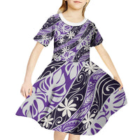 Vareau Tahiti Tiare Monstera Kid Short Sleeve Dress Polynesian Pattern Curve Style LT01 - Polynesian Pride