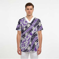 Vareau Tahiti Tiare Monstera Scrub Top Polynesian Pattern Curve Style - Polynesian Pride