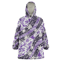 Vareau Tahiti Tiare Monstera Wearable Blanket Hoodie Polynesian Pattern Curve Style - Polynesian Pride