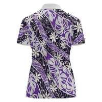 Vareau Tahiti Tiare Monstera Women Polo Shirt Polynesian Pattern Curve Style LT01 - Polynesian Pride