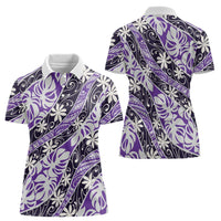 Vareau Tahiti Tiare Monstera Women Polo Shirt Polynesian Pattern Curve Style LT01 - Polynesian Pride