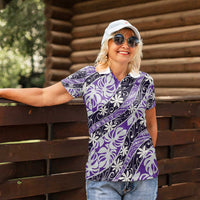 Vareau Tahiti Tiare Monstera Women Polo Shirt Polynesian Pattern Curve Style LT01 - Polynesian Pride