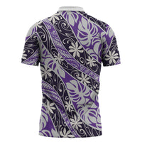 Vareau Tahiti Tiare Monstera Zipper Polo Shirt Polynesian Pattern Curve Style - Polynesian Pride