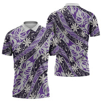 Vareau Tahiti Tiare Monstera Zipper Polo Shirt Polynesian Pattern Curve Style LT01 - Polynesian Pride