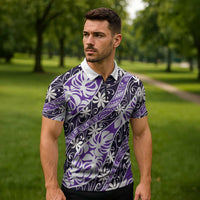 Vareau Tahiti Tiare Monstera Zipper Polo Shirt Polynesian Pattern Curve Style LT01 - Polynesian Pride