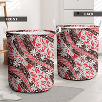 Uteute Tahiti Tiare Monstera Laundry Basket Polynesian Pattern Curve Style - Polynesian Pride