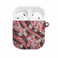 Uteute Tahiti Tiare Monstera AirPods Case Polynesian Pattern Curve Style LT01 Red - Polynesian Pride
