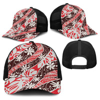 Uteute Tahiti Tiare Monstera Baseball Net Cap Polynesian Pattern Curve Style LT01 - Polynesian Pride